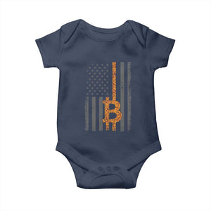 BTC Bitcoin American Flag Baby Onesie Crypto Buy the Dip TS10 Navy Print Your Wear