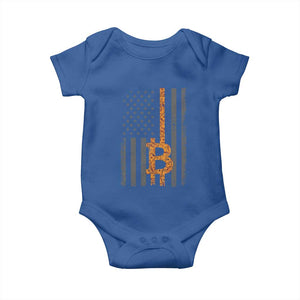 BTC Bitcoin American Flag Baby Onesie Crypto Buy the Dip TS10 Royal Blue Print Your Wear