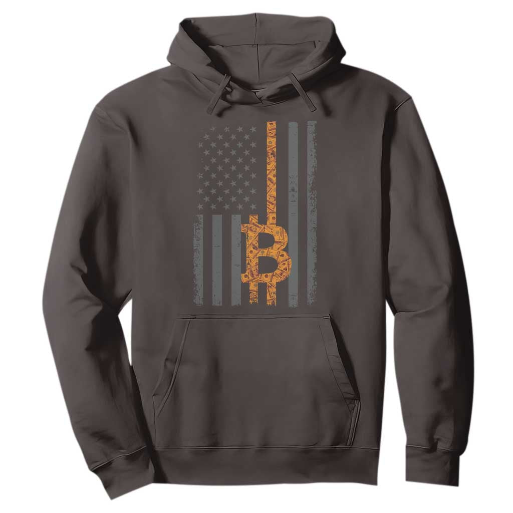 BTC Bitcoin American Flag Hoodie Crypto Buy the Dip TS10 Dark Chocolate Print Your Wear