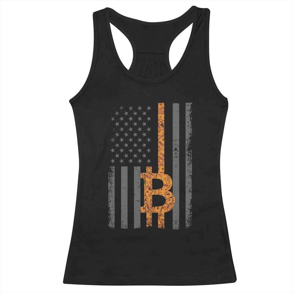 BTC Bitcoin American Flag Racerback Tank Top Crypto Buy the Dip TS10 Black Print Your Wear