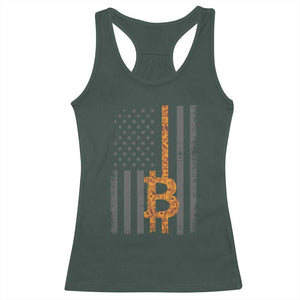 BTC Bitcoin American Flag Racerback Tank Top Crypto Buy the Dip TS10 Dark Forest Green Print Your Wear