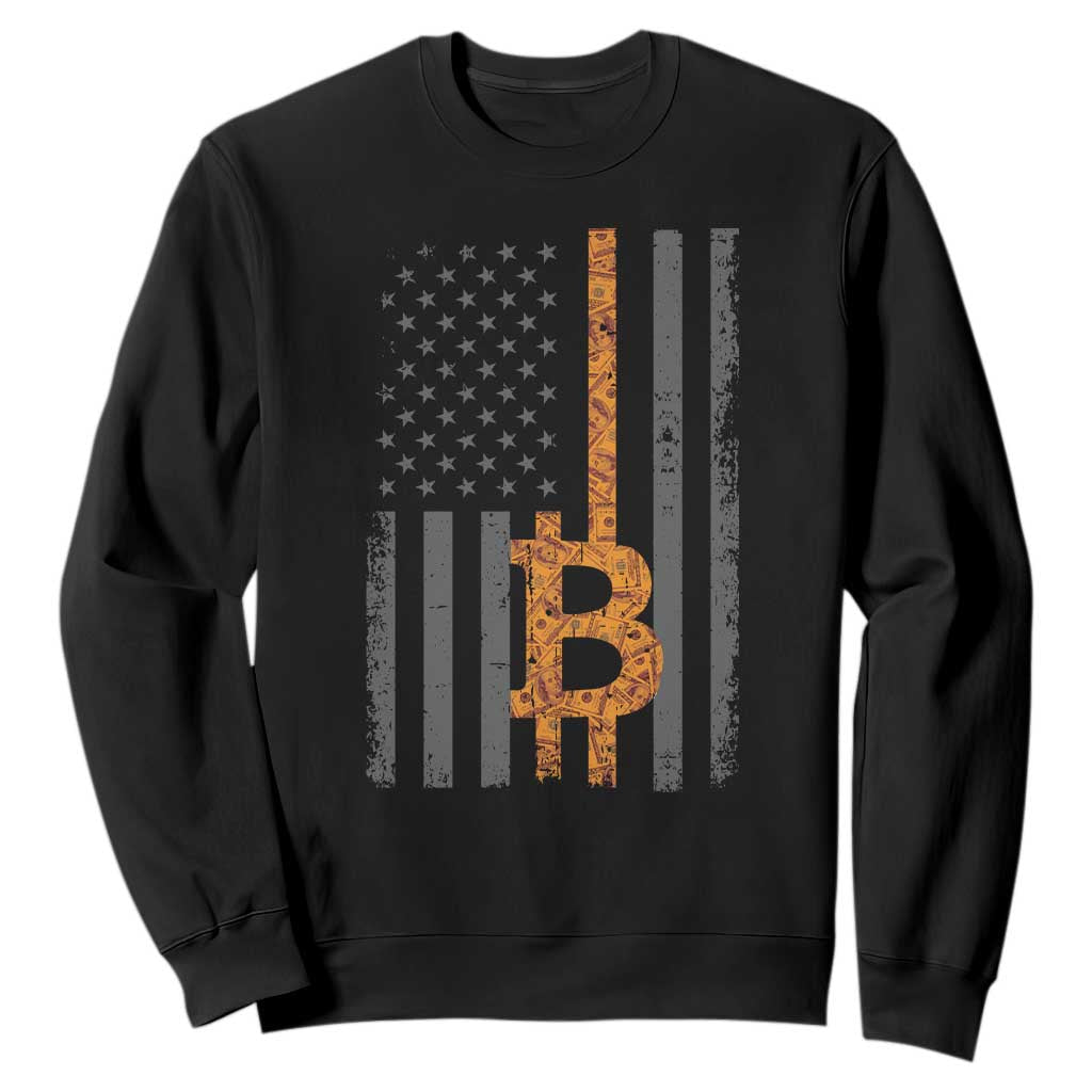 BTC Bitcoin American Flag Sweatshirt Crypto Buy the Dip TS10 Black Print Your Wear