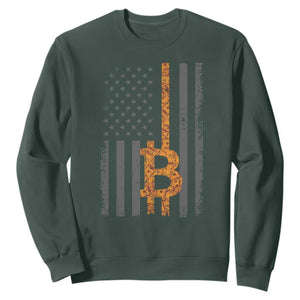 BTC Bitcoin American Flag Sweatshirt Crypto Buy the Dip TS10 Dark Forest Green Print Your Wear