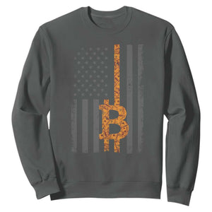 BTC Bitcoin American Flag Sweatshirt Crypto Buy the Dip TS10 Dark Heather Print Your Wear