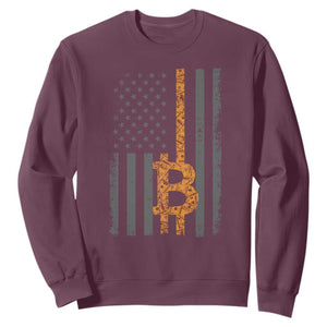 BTC Bitcoin American Flag Sweatshirt Crypto Buy the Dip TS10 Maroon Print Your Wear
