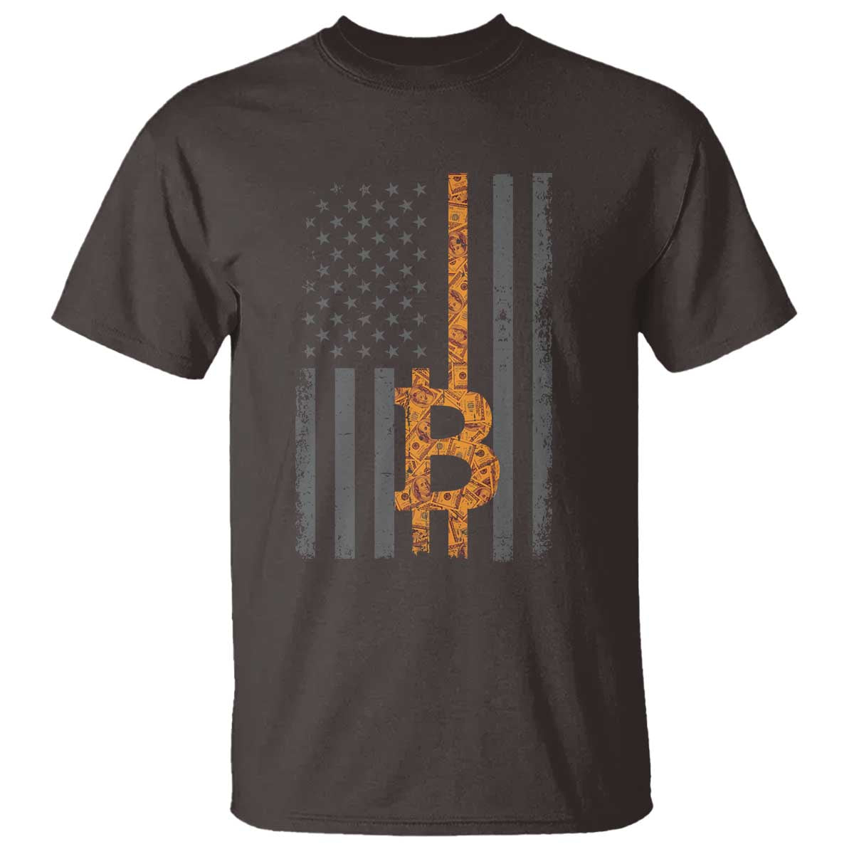 BTC Bitcoin American Flag T Shirt Crypto Buy the Dip TS10 Dark Chocolate Print Your Wear