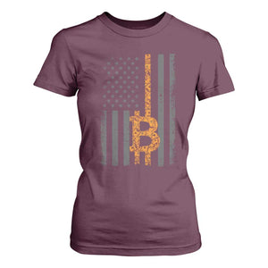 BTC Bitcoin American Flag T Shirt For Women Crypto Buy the Dip TS10 Maroon Print Your Wear