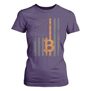 BTC Bitcoin American Flag T Shirt For Women Crypto Buy the Dip TS10 Purple Print Your Wear
