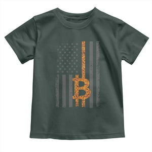 BTC Bitcoin American Flag Toddler T Shirt Crypto Buy the Dip TS10 Dark Forest Green Print Your Wear