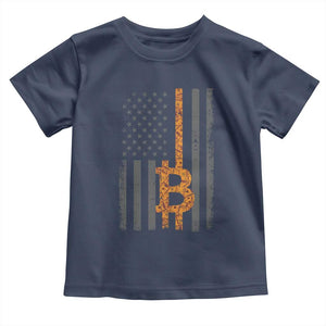 BTC Bitcoin American Flag Toddler T Shirt Crypto Buy the Dip TS10 Navy Print Your Wear