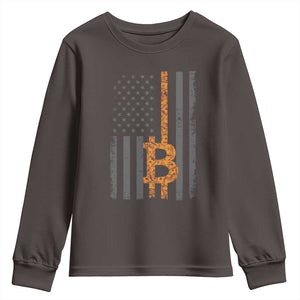 BTC Bitcoin American Flag Youth Sweatshirt Crypto Buy the Dip TS10 Dark Chocolate Print Your Wear