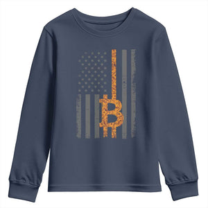 BTC Bitcoin American Flag Youth Sweatshirt Crypto Buy the Dip TS10 Navy Print Your Wear