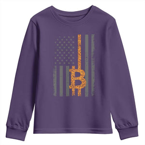 BTC Bitcoin American Flag Youth Sweatshirt Crypto Buy the Dip TS10 Purple Print Your Wear