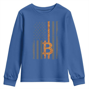 BTC Bitcoin American Flag Youth Sweatshirt Crypto Buy the Dip TS10 Royal Blue Print Your Wear