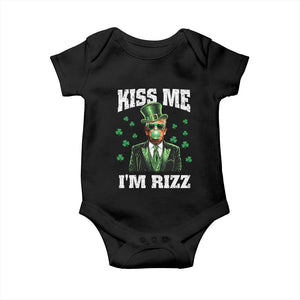 St. Patrick's Day Trump Bubble Gum Baby Onesie Funny Irish Kiss Me I'm Rizz TS10 Black Print Your Wear