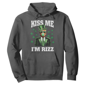 St. Patrick's Day Trump Bubble Gum Hoodie Funny Irish Kiss Me I'm Rizz TS10 Dark Heather Print Your Wear