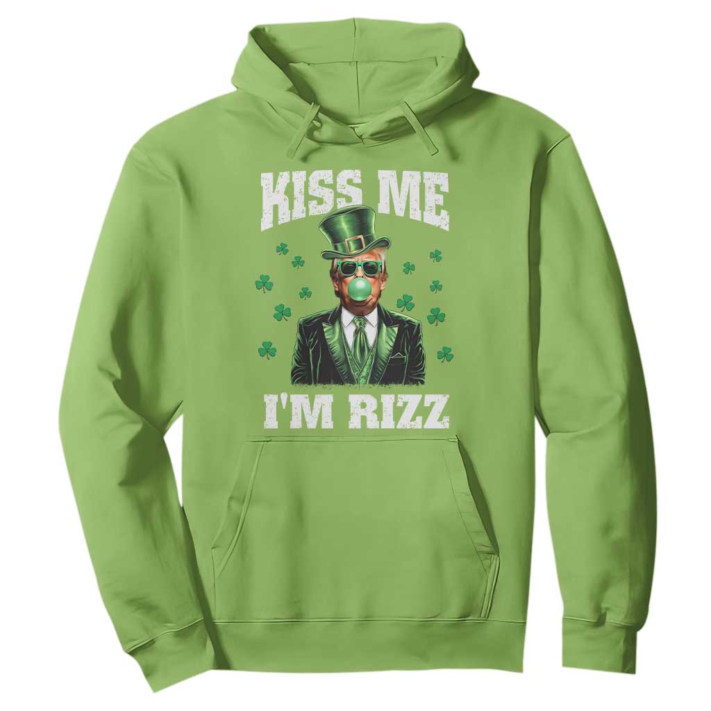 St. Patrick's Day Trump Bubble Gum Hoodie Funny Irish Kiss Me I'm Rizz TS10 Lime Print Your Wear