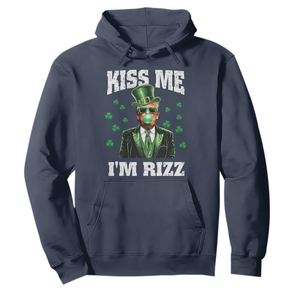 St. Patrick's Day Trump Bubble Gum Hoodie Funny Irish Kiss Me I'm Rizz TS10 Navy Print Your Wear