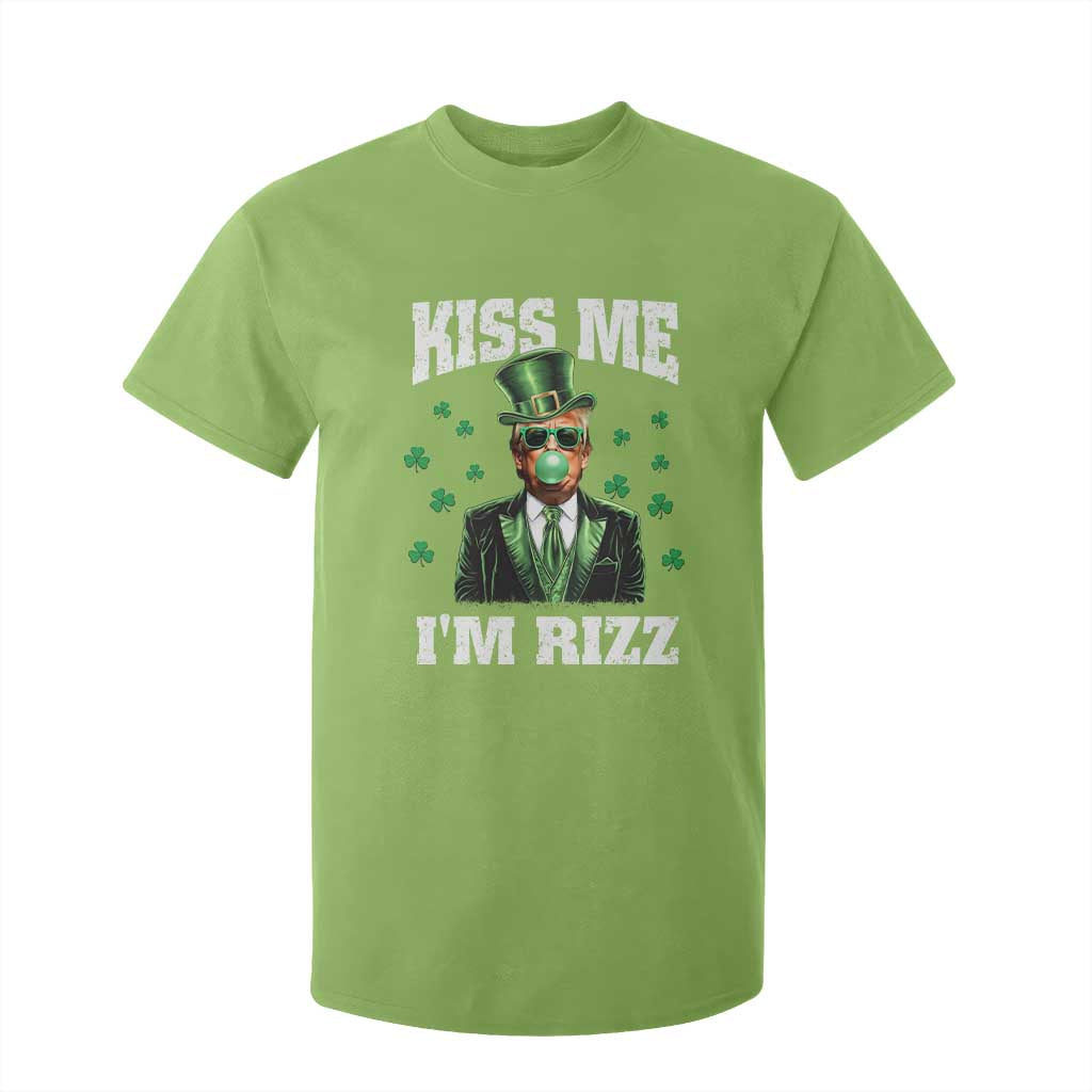 St. Patrick's Day Trump Bubble Gum T Shirt For Kid Funny Irish Kiss Me I'm Rizz TS10 Lime Print Your Wear