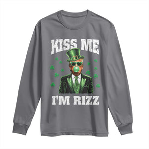 St. Patrick's Day Trump Bubble Gum Long Sleeve Shirt Funny Irish Kiss Me I'm Rizz TS10 Charcoal Print Your Wear