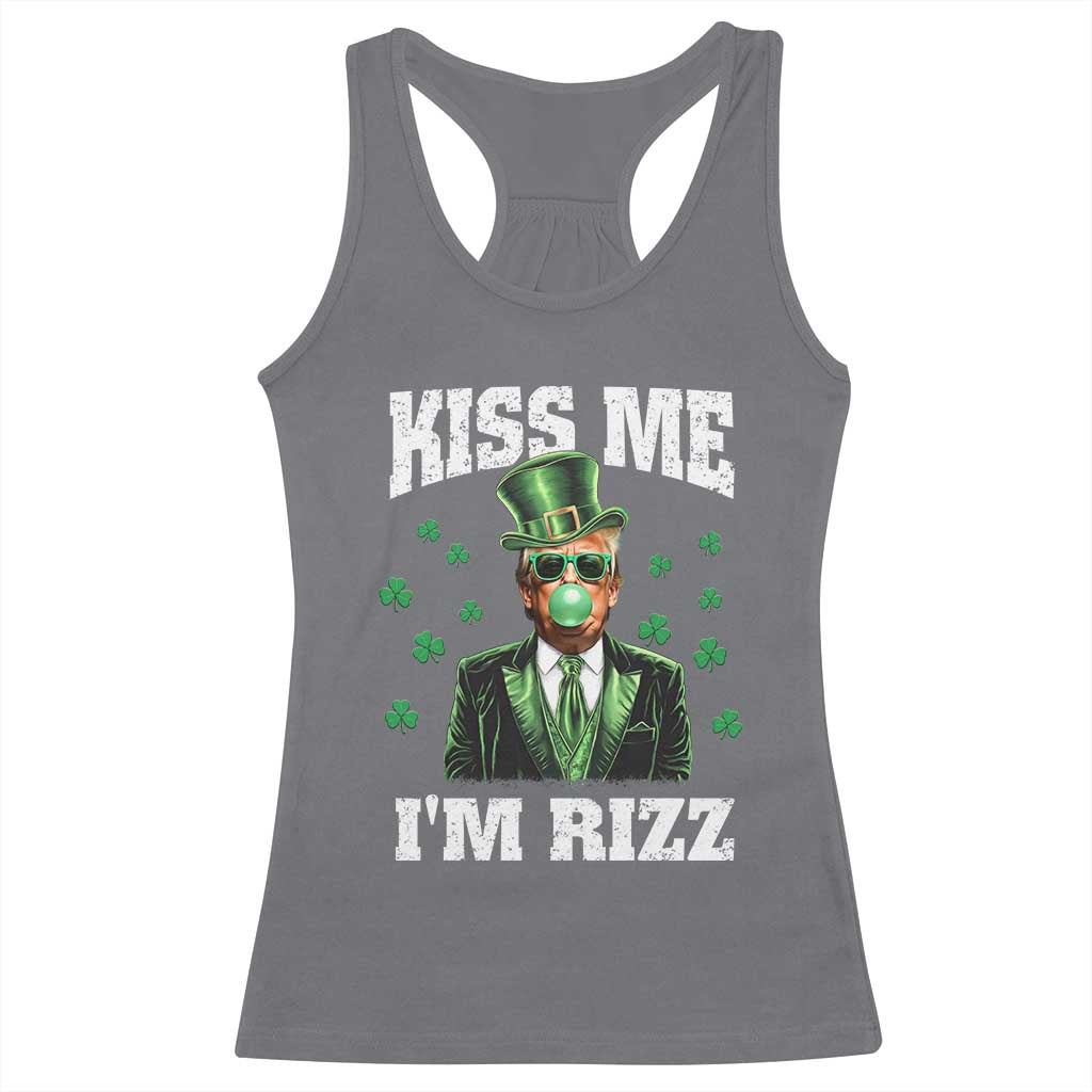 St. Patrick's Day Trump Bubble Gum Racerback Tank Top Funny Irish Kiss Me I'm Rizz TS10 Charcoal Print Your Wear