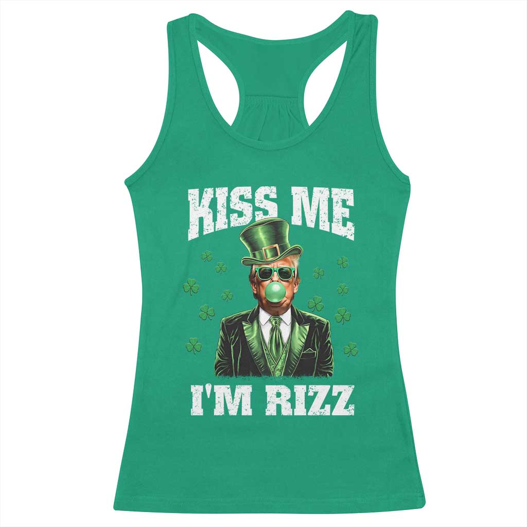 St. Patrick's Day Trump Bubble Gum Racerback Tank Top Funny Irish Kiss Me I'm Rizz TS10 Irish Green Print Your Wear