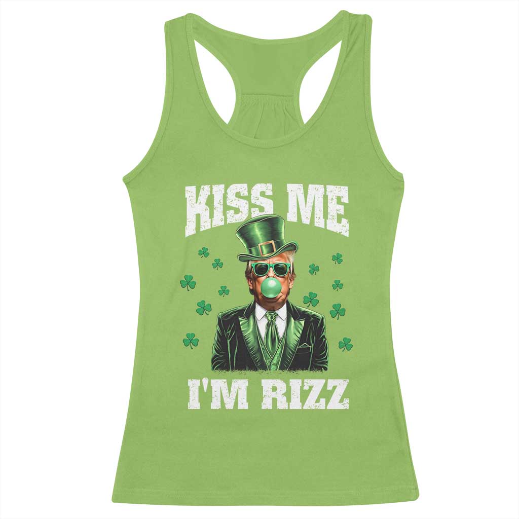 St. Patrick's Day Trump Bubble Gum Racerback Tank Top Funny Irish Kiss Me I'm Rizz TS10 Lime Print Your Wear