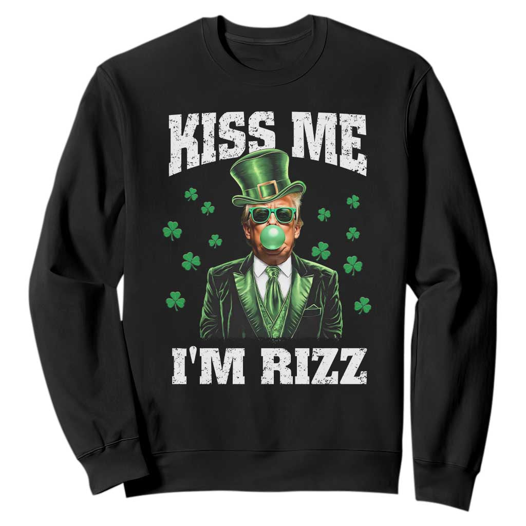 St. Patrick's Day Trump Bubble Gum Sweatshirt Funny Irish Kiss Me I'm Rizz TS10 Black Print Your Wear