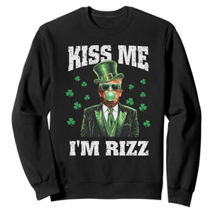 St. Patrick's Day Trump Bubble Gum Sweatshirt Funny Irish Kiss Me I'm Rizz TS10 Black Print Your Wear