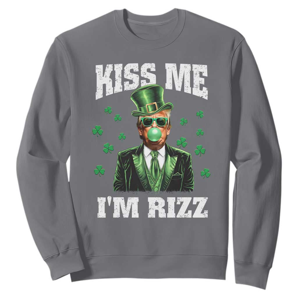St. Patrick's Day Trump Bubble Gum Sweatshirt Funny Irish Kiss Me I'm Rizz TS10 Charcoal Print Your Wear