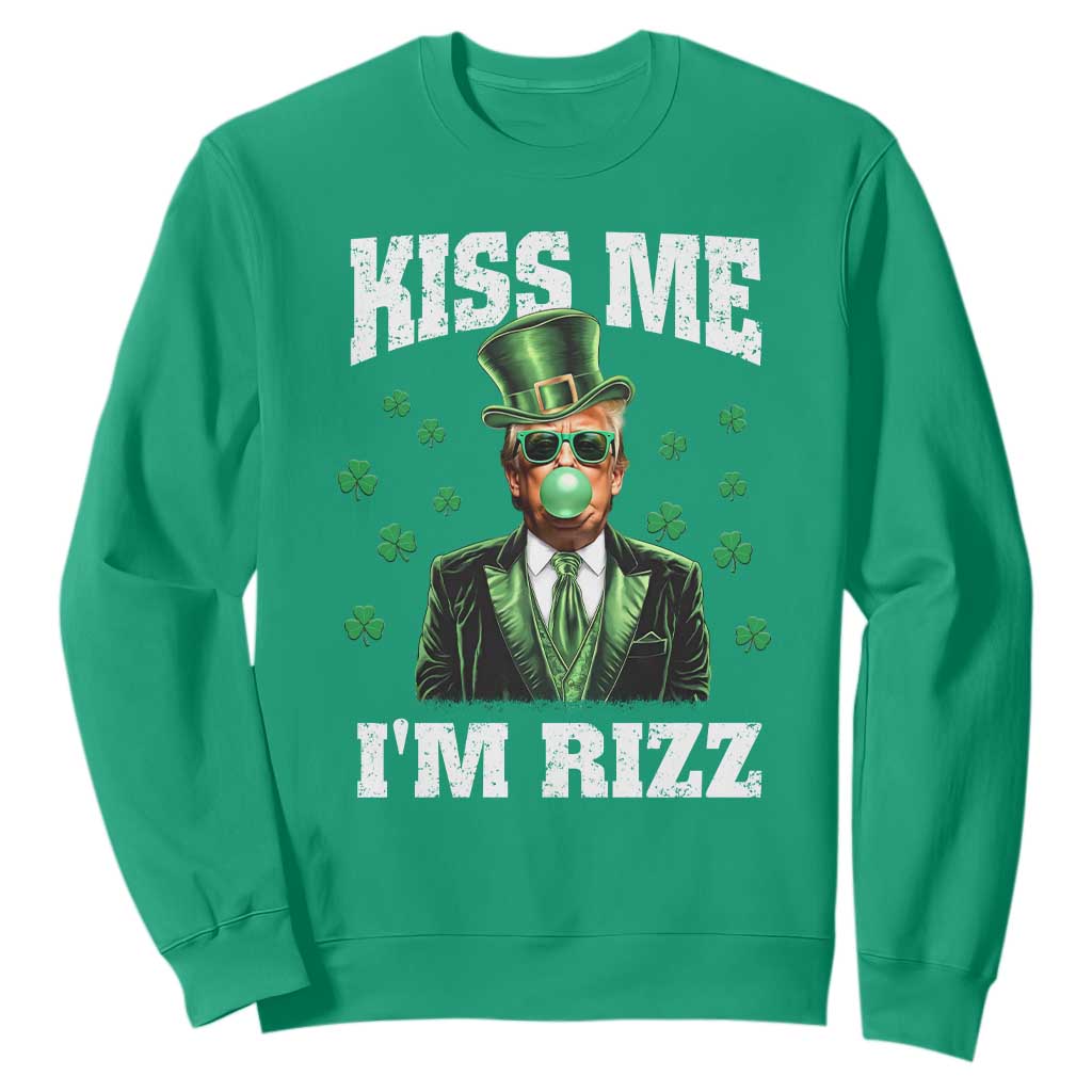 St. Patrick's Day Trump Bubble Gum Sweatshirt Funny Irish Kiss Me I'm Rizz TS10 Irish Green Print Your Wear
