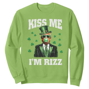 St. Patrick's Day Trump Bubble Gum Sweatshirt Funny Irish Kiss Me I'm Rizz TS10 Lime Print Your Wear