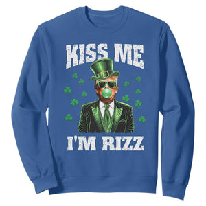 St. Patrick's Day Trump Bubble Gum Sweatshirt Funny Irish Kiss Me I'm Rizz TS10 Royal Blue Print Your Wear