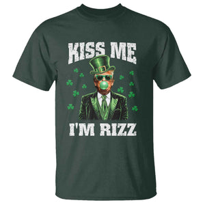 St. Patrick's Day Trump Bubble Gum T Shirt Funny Irish Kiss Me I'm Rizz TS10 Dark Forest Green Print Your Wear