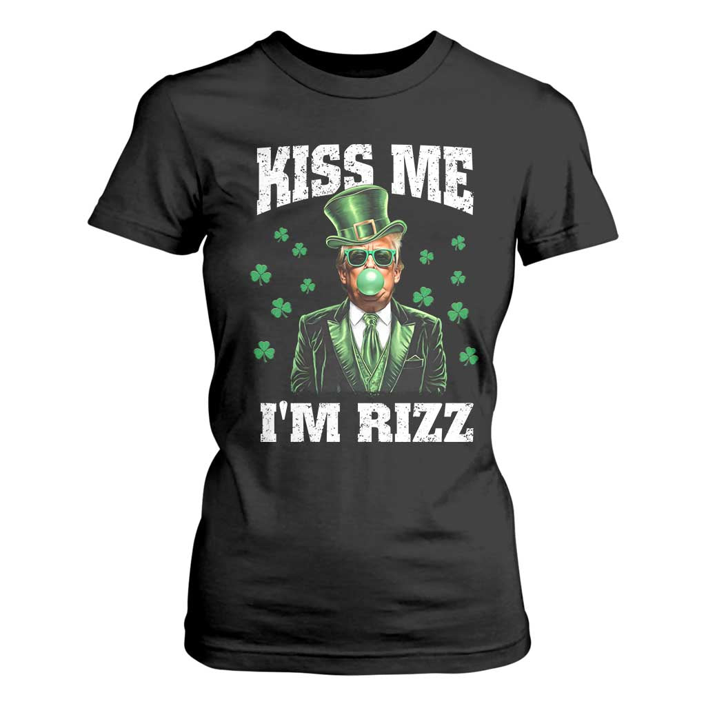 St. Patrick's Day Trump Bubble Gum T Shirt For Women Funny Irish Kiss Me I'm Rizz TS10 Black Print Your Wear