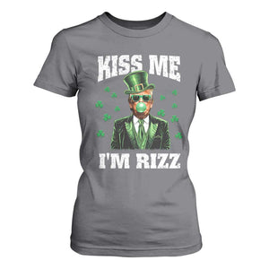 St. Patrick's Day Trump Bubble Gum T Shirt For Women Funny Irish Kiss Me I'm Rizz TS10 Charcoal Print Your Wear