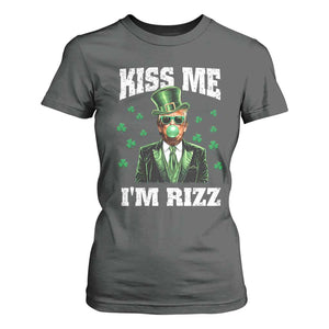 St. Patrick's Day Trump Bubble Gum T Shirt For Women Funny Irish Kiss Me I'm Rizz TS10 Dark Heather Print Your Wear