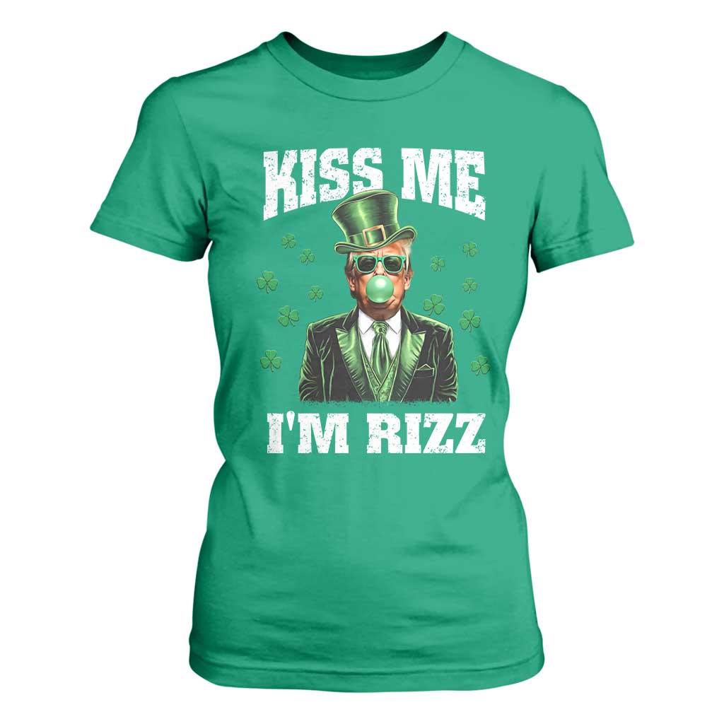 St. Patrick's Day Trump Bubble Gum T Shirt For Women Funny Irish Kiss Me I'm Rizz TS10 Irish Green Print Your Wear