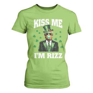 St. Patrick's Day Trump Bubble Gum T Shirt For Women Funny Irish Kiss Me I'm Rizz TS10 Lime Print Your Wear
