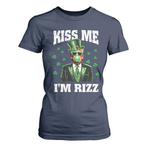 St. Patrick's Day Trump Bubble Gum T Shirt For Women Funny Irish Kiss Me I'm Rizz TS10 Navy Print Your Wear