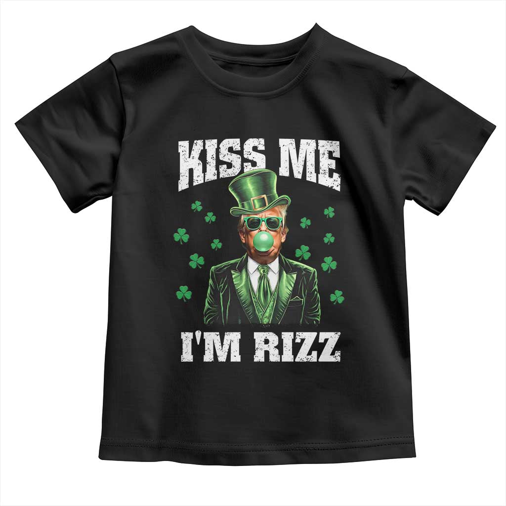 St. Patrick's Day Trump Bubble Gum Toddler T Shirt Funny Irish Kiss Me I'm Rizz TS10 Black Print Your Wear