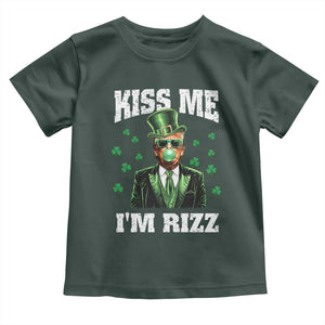 St. Patrick's Day Trump Bubble Gum Toddler T Shirt Funny Irish Kiss Me I'm Rizz TS10 Dark Forest Green Print Your Wear