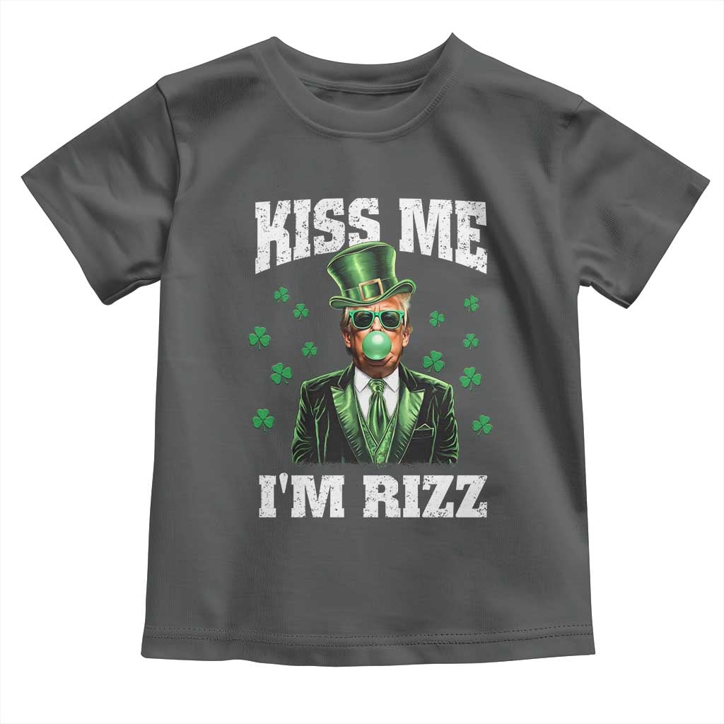 St. Patrick's Day Trump Bubble Gum Toddler T Shirt Funny Irish Kiss Me I'm Rizz TS10 Dark Heather Print Your Wear
