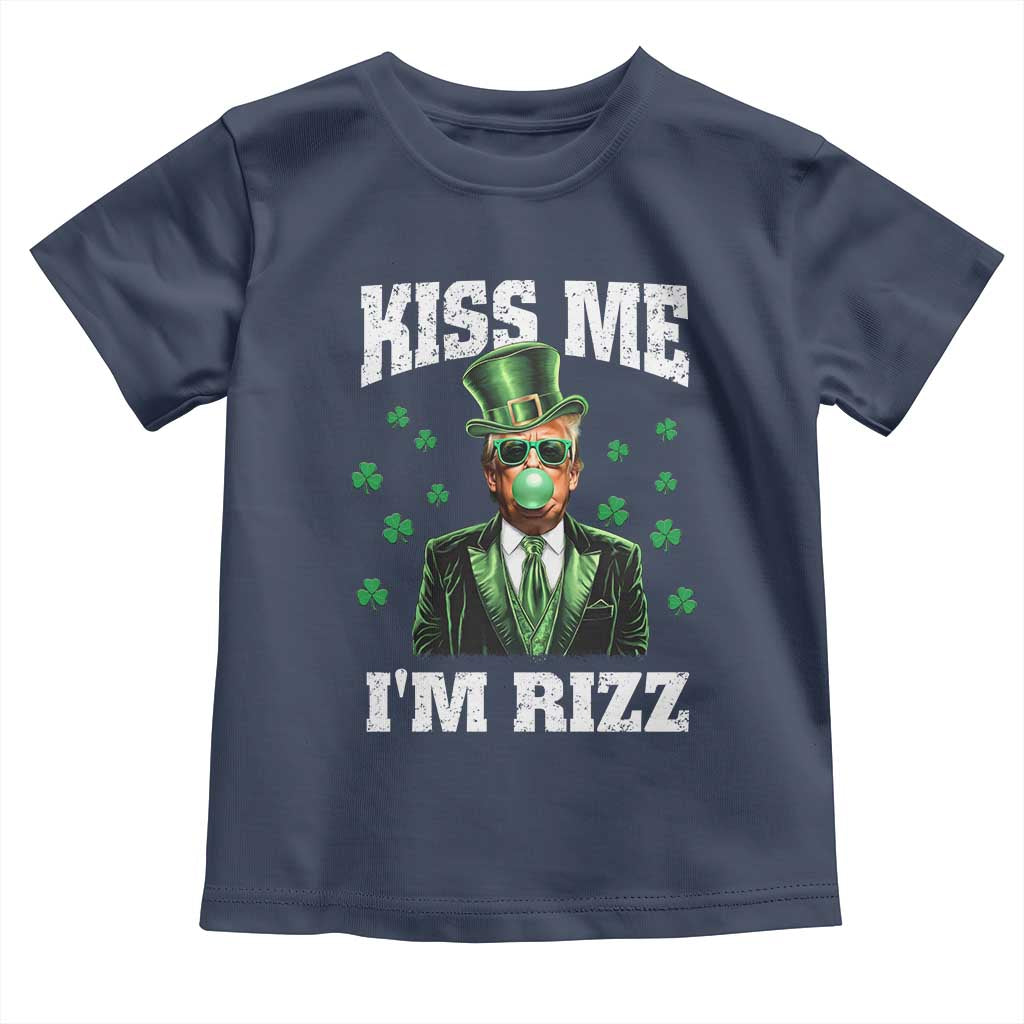 St. Patrick's Day Trump Bubble Gum Toddler T Shirt Funny Irish Kiss Me I'm Rizz TS10 Navy Print Your Wear