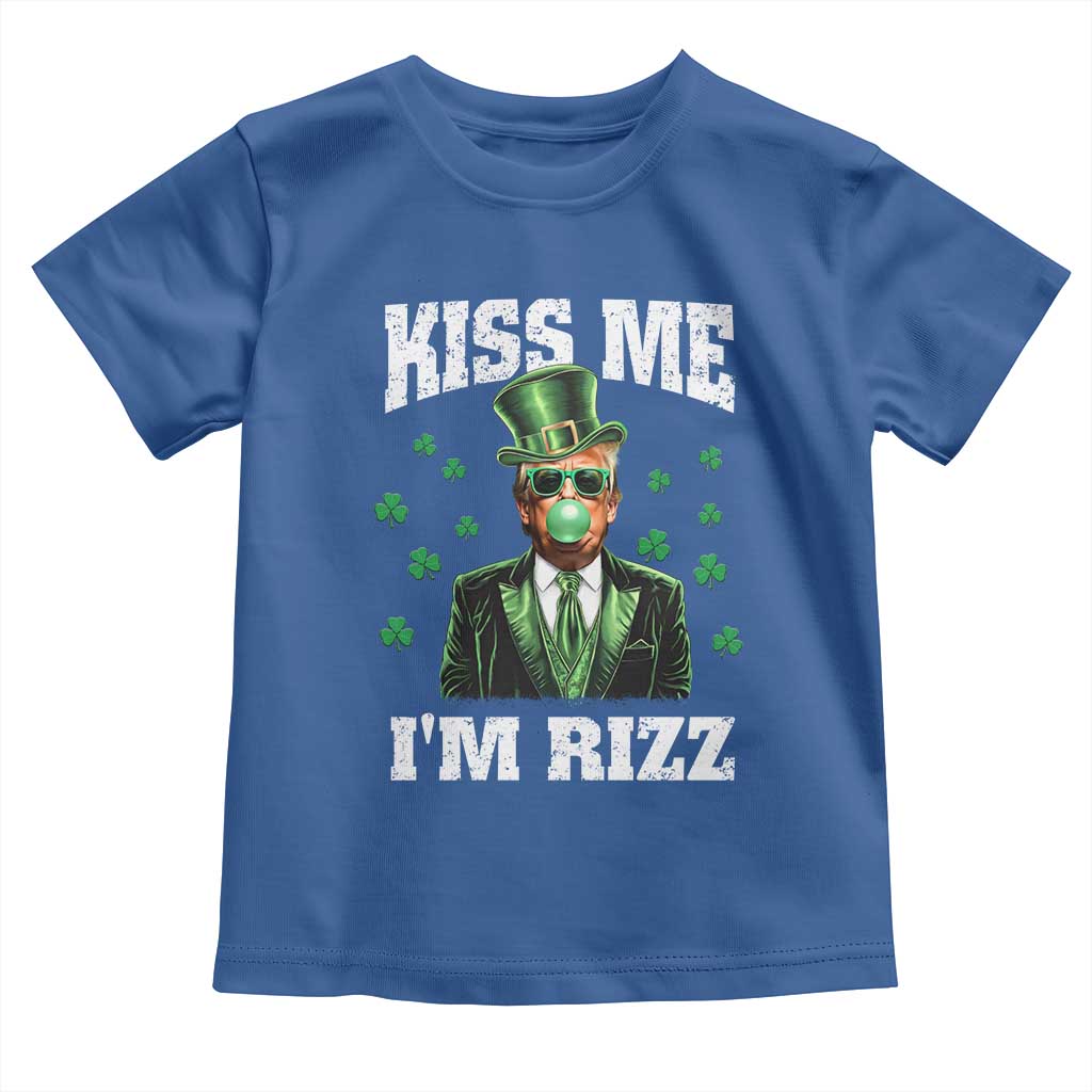 St. Patrick's Day Trump Bubble Gum Toddler T Shirt Funny Irish Kiss Me I'm Rizz TS10 Royal Blue Print Your Wear