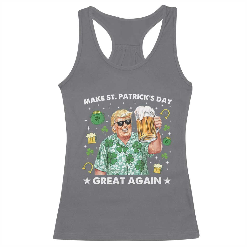 Funny Trump St Patrick's Day Racerback Tank Top Funny Beer Drinking TS10 Charcoal Print Your Wear