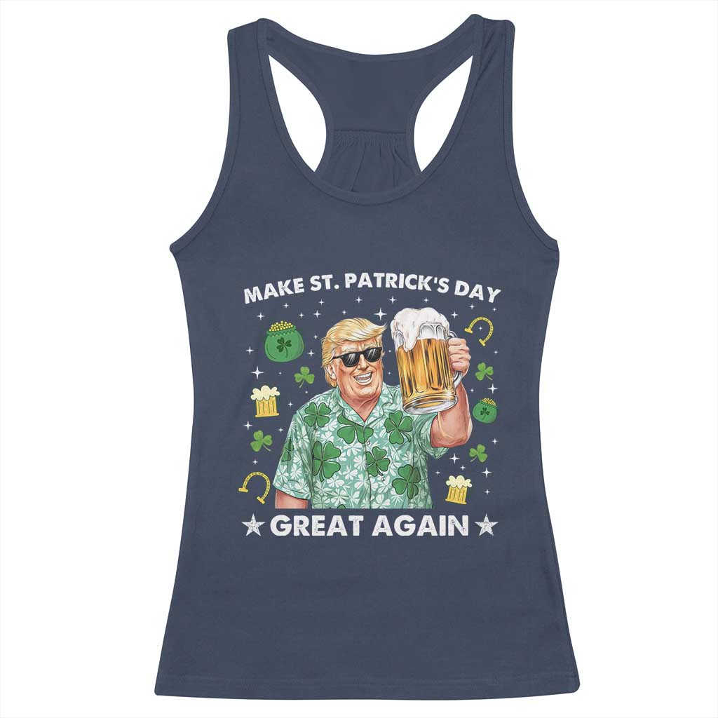 Funny Trump St Patrick's Day Racerback Tank Top Funny Beer Drinking TS10 Navy Print Your Wear