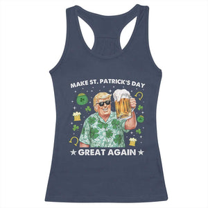 Funny Trump St Patrick's Day Racerback Tank Top Funny Beer Drinking TS10 Navy Print Your Wear