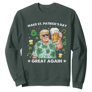 Funny Trump St Patrick's Day Sweatshirt Funny Beer Drinking TS10 Dark Forest Green Print Your Wear