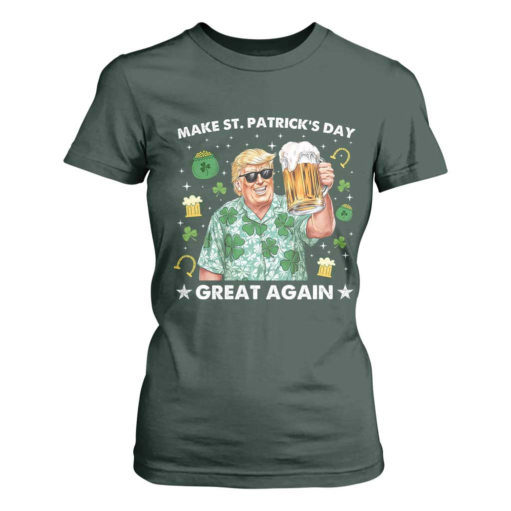 Funny Trump St Patrick's Day T Shirt For Women Funny Beer Drinking TS10 Dark Forest Green Print Your Wear